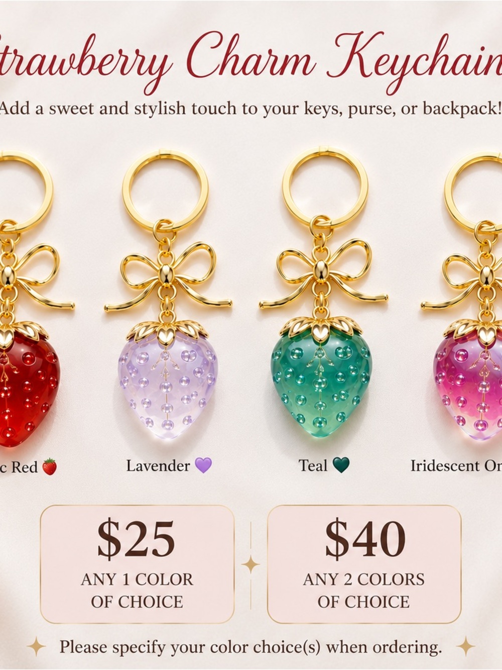 Strawberry Charm Keychain / Purse Charm π - Picture 2 of 9